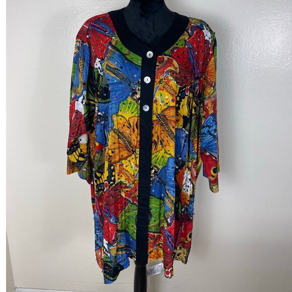 We Be Bop Vintage Patchwork Tunic 2X - Button Front - Picture 1 of 11